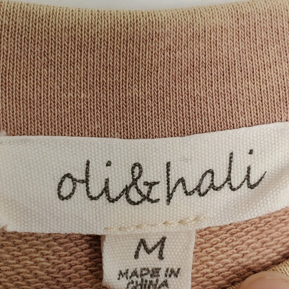 Oli & Hali Tan Tie Dye Lace Sleeve Sweatshirt Pullover Women's Size Medium - Picture 8 of 11